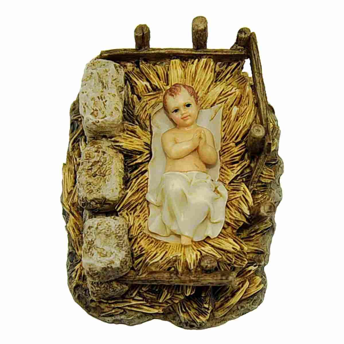Statua presepe 15 cm gesù bambino lenzuolo culla