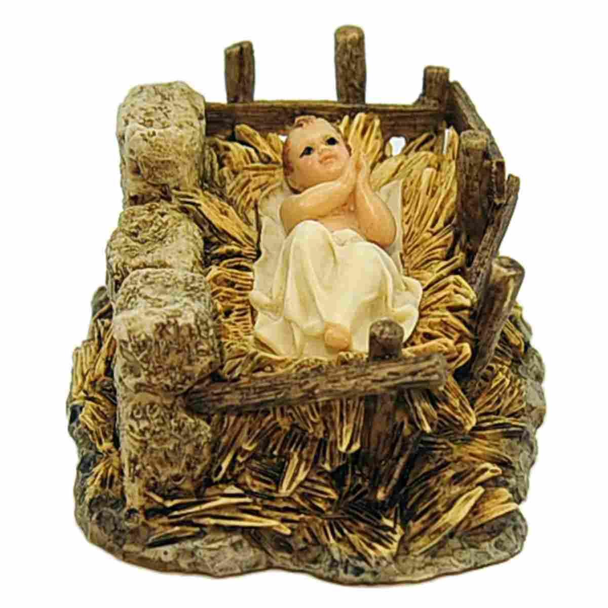 Statua presepe 15 cm gesù bambino lenzuolo culla
