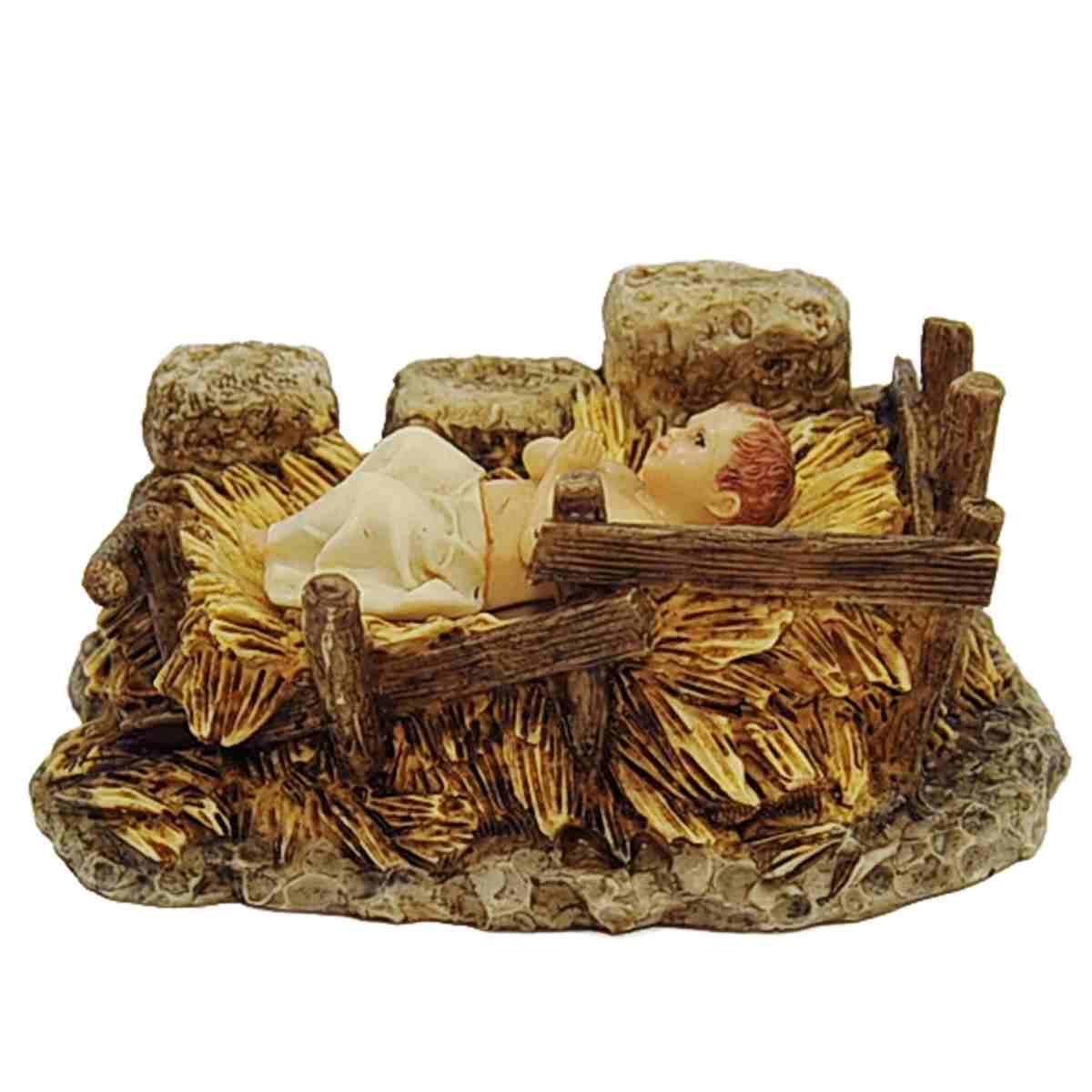 Statua presepe 15 cm gesù bambino lenzuolo culla