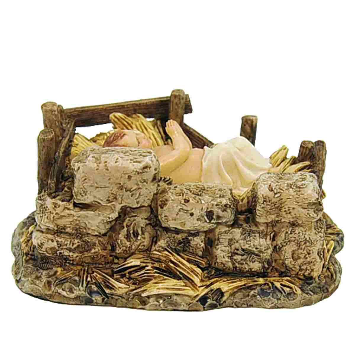 Statua presepe 15 cm gesù bambino lenzuolo culla
