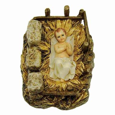Statua presepe 15 cm gesù bambino lenzuolo culla