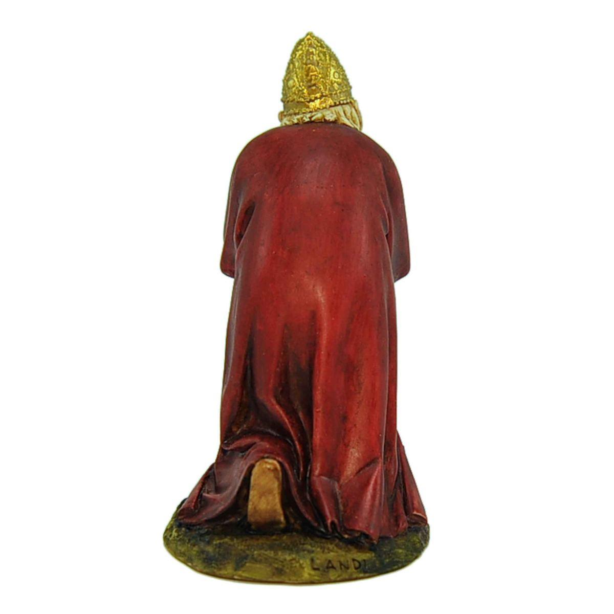 Statua presepe 15 cm re magio gaspare in ginocchio collection