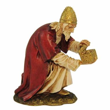 Statua presepe 15 cm re magio gaspare in ginocchio collection