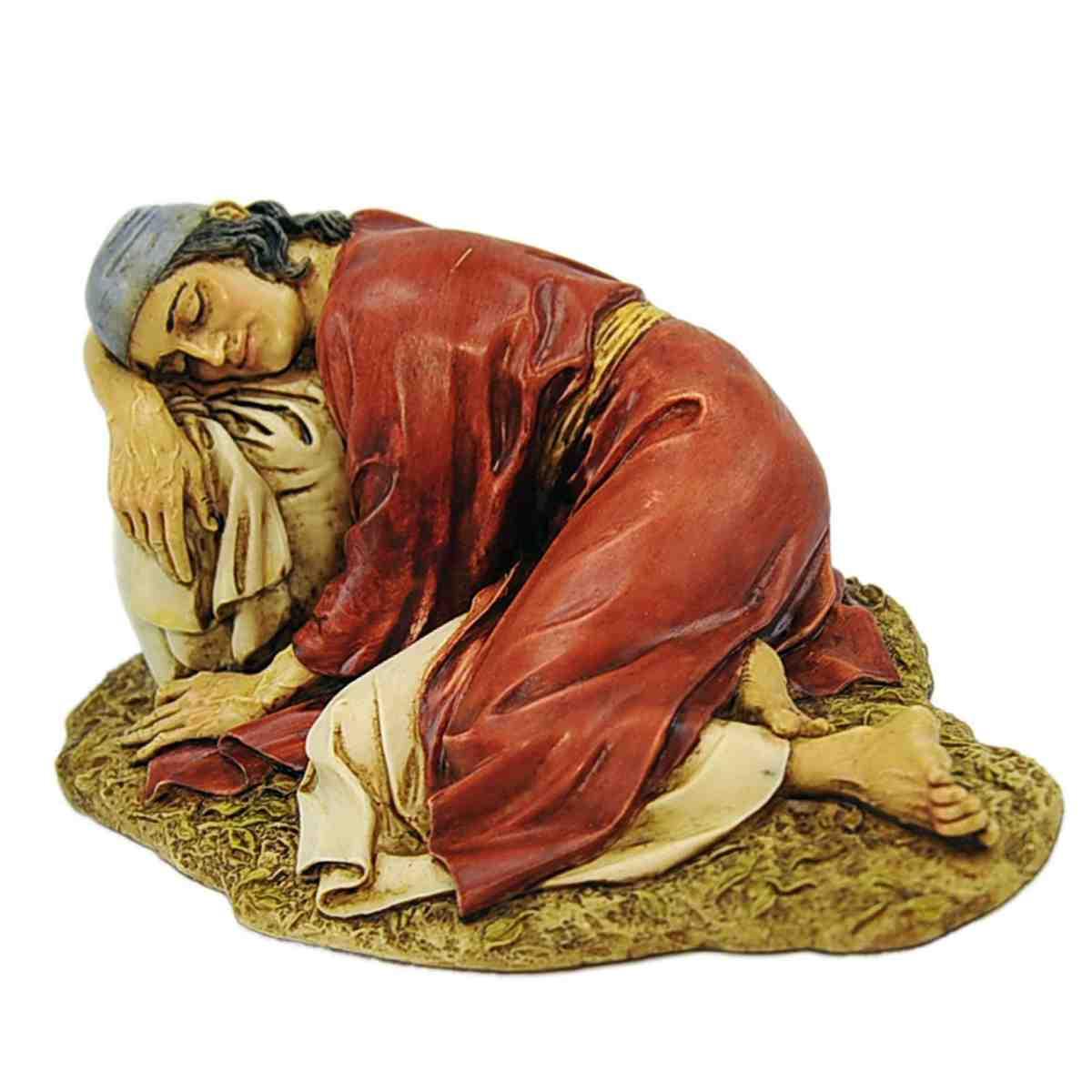 Statua presepe 20 cm benito il dormiente sdraiato terra collection modello a