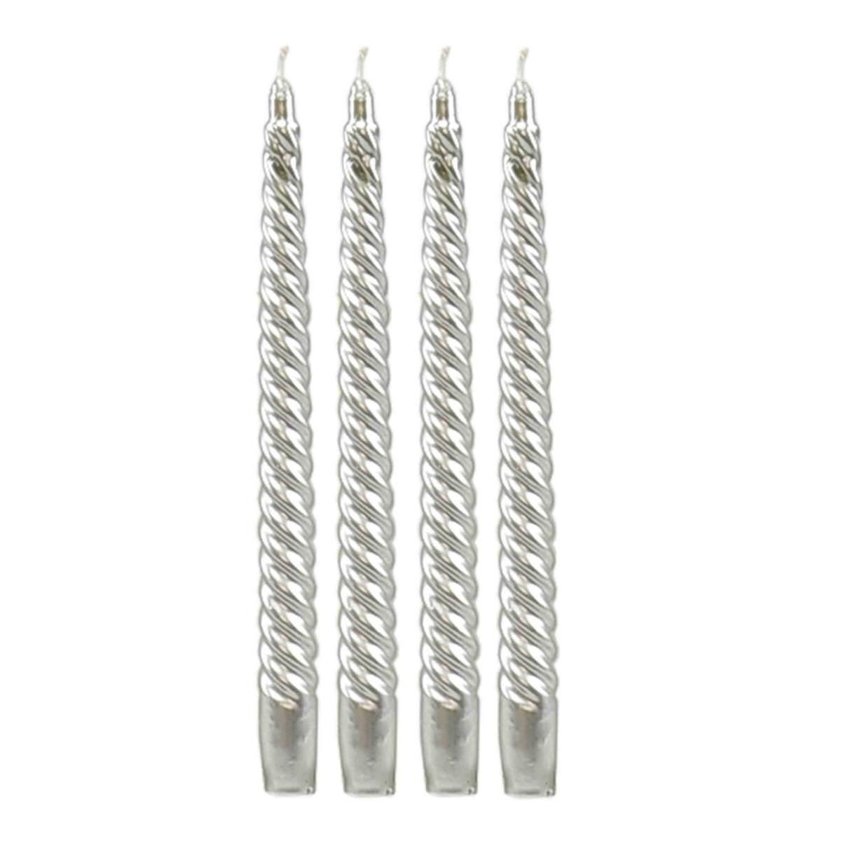 Candela tortiglione argento Set 4 pz