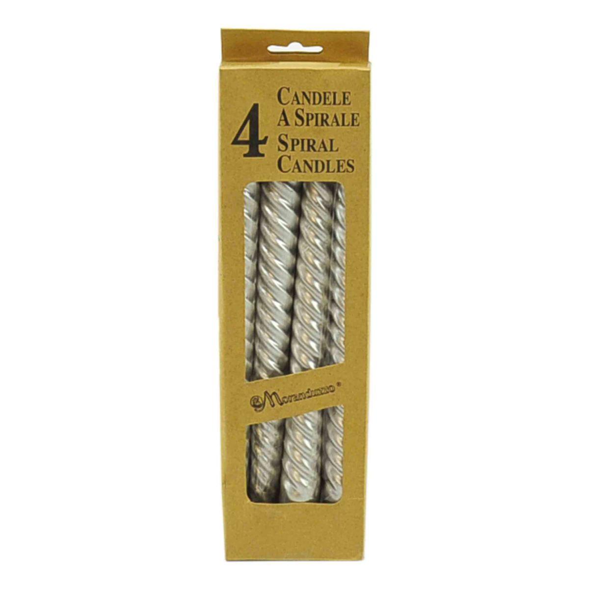 Candela tortiglione argento Set 4 pz