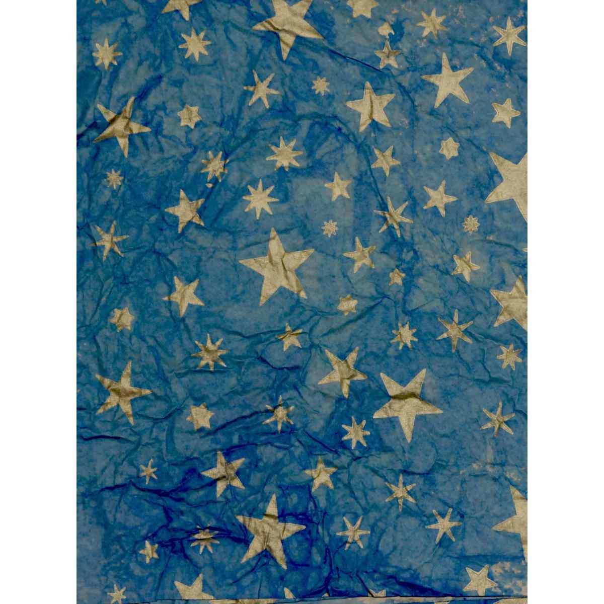 Carta presepe cielo blu oro stelle