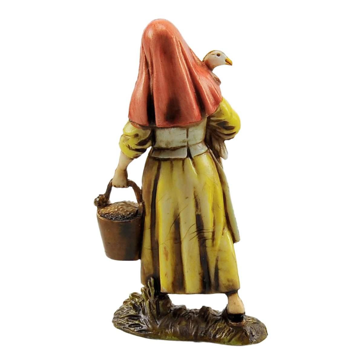 Statua presepe 10 cm donna oca secchio