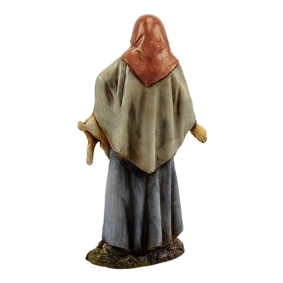 Statua presepe 10 cm donna sacca coniglio braccio