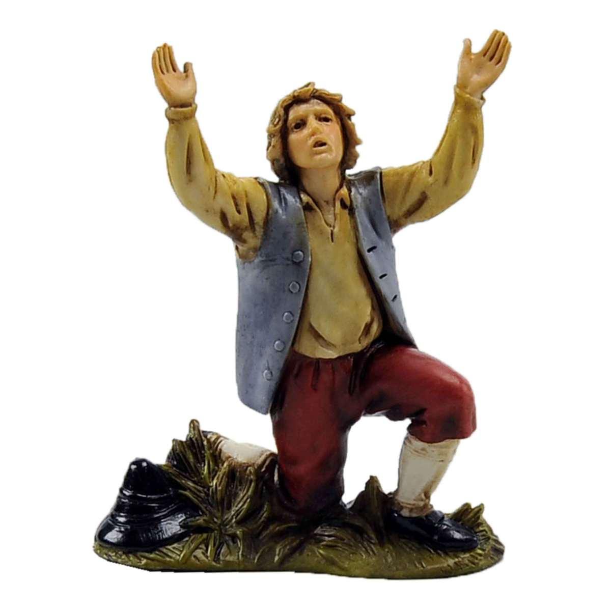 Statua presepe 10 cm meravigliato inginocchiato