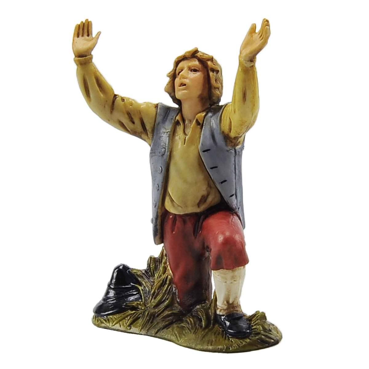 Statua presepe 10 cm meravigliato inginocchiato