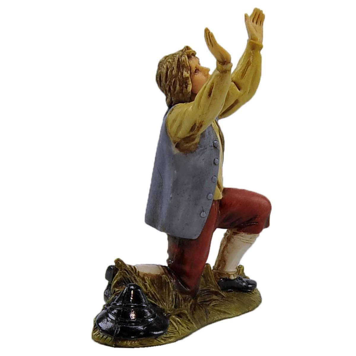 Statua presepe 10 cm meravigliato inginocchiato