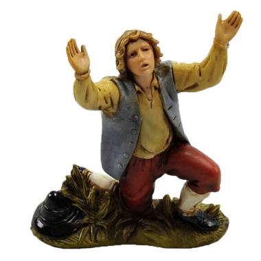 Statua presepe 10 cm meravigliato inginocchiato