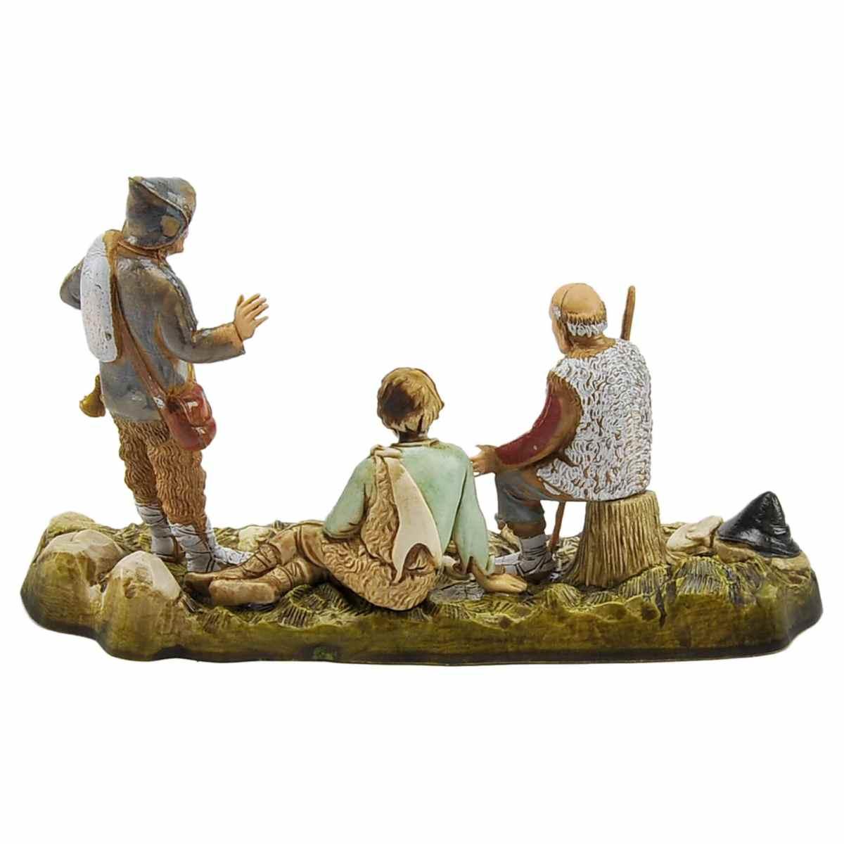 Statua presepe 10 cm pastori intorno al fuoco