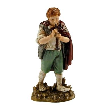 Statua presepe 12 cm pastore che suona il piffero