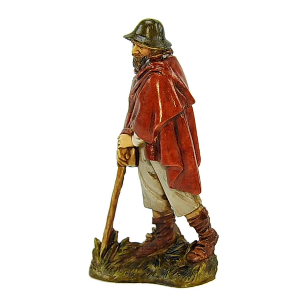 Statua presepe 10 cm viandante bastone mantello