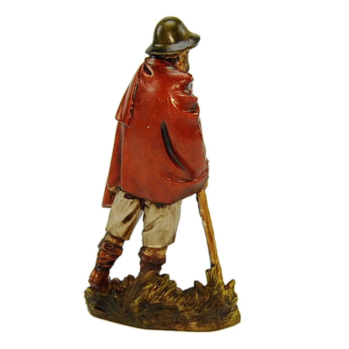 Statua presepe 10 cm viandante bastone mantello