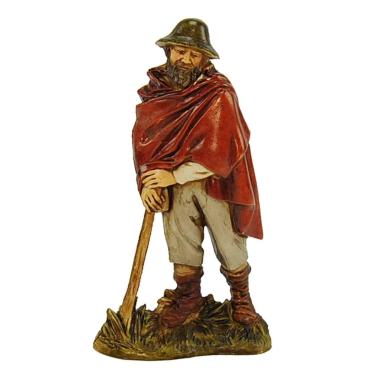 Statua presepe 10 cm viandante bastone mantello