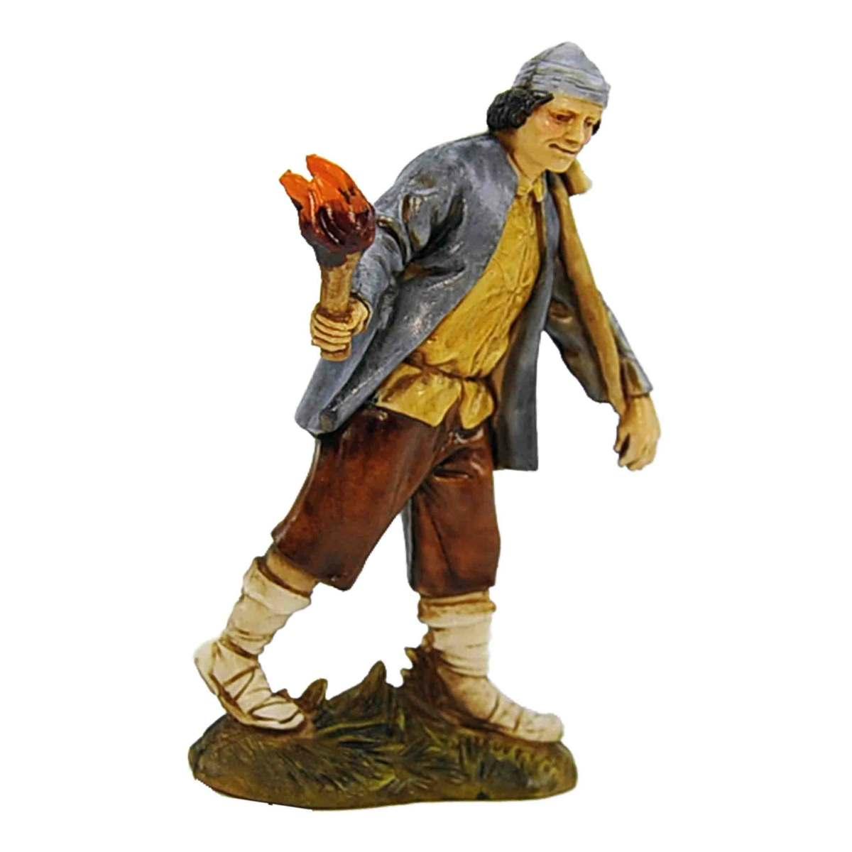 Statua presepe 10 cm uomo fiaccola