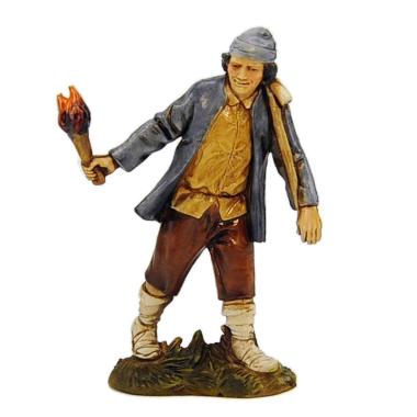 Statua presepe 10 cm uomo fiaccola