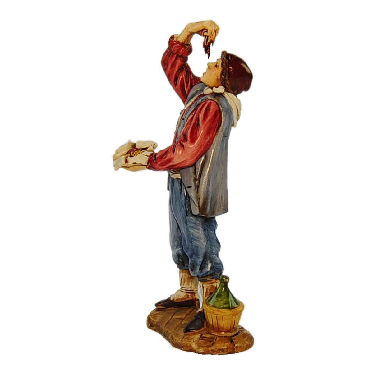 Statua presepe 12 cm mangiatore spaghetti fiasco