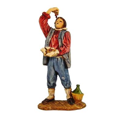 Statua presepe 12 cm mangiatore spaghetti fiasco
