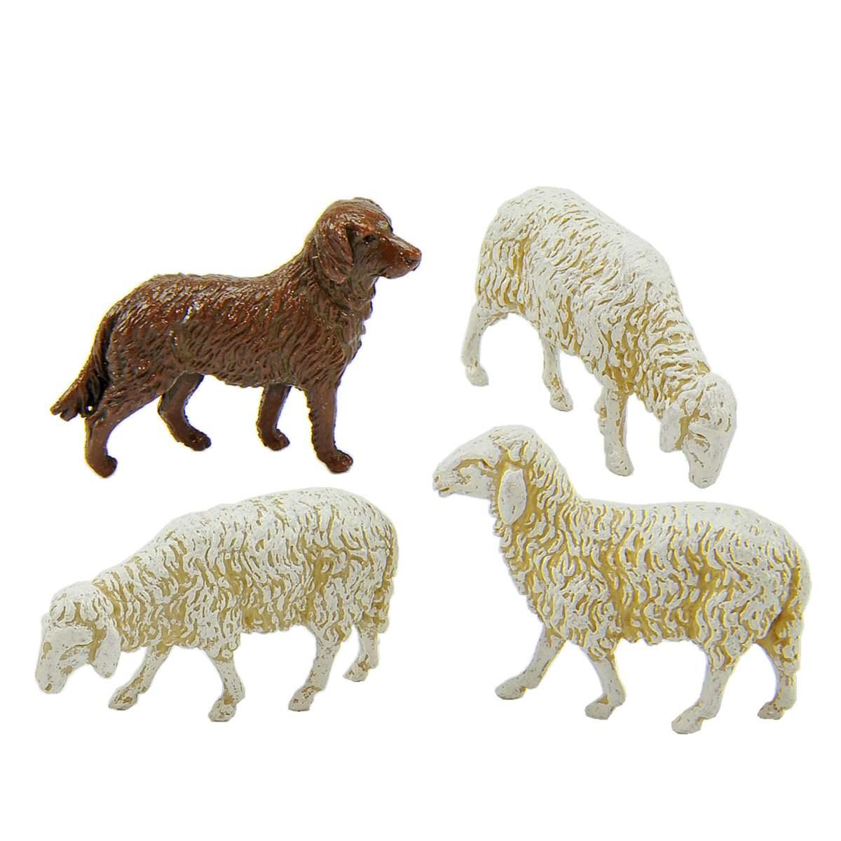 Statua presepe 10 cm pecore capra cane statua
