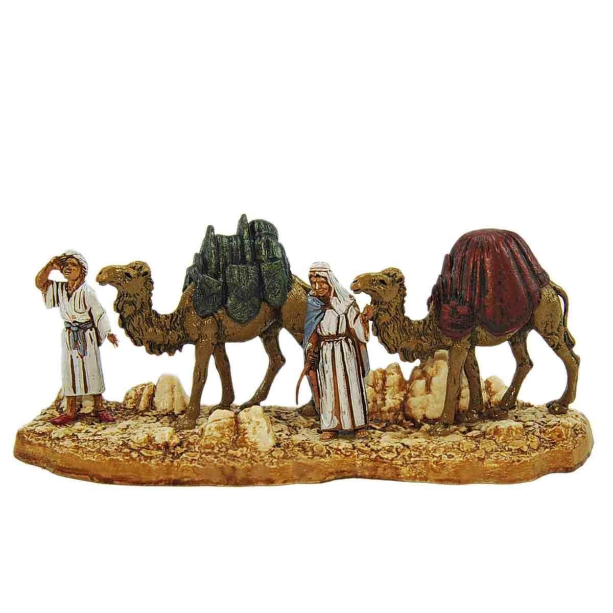 Statua presepe 6 cm cammellieri due cammelli