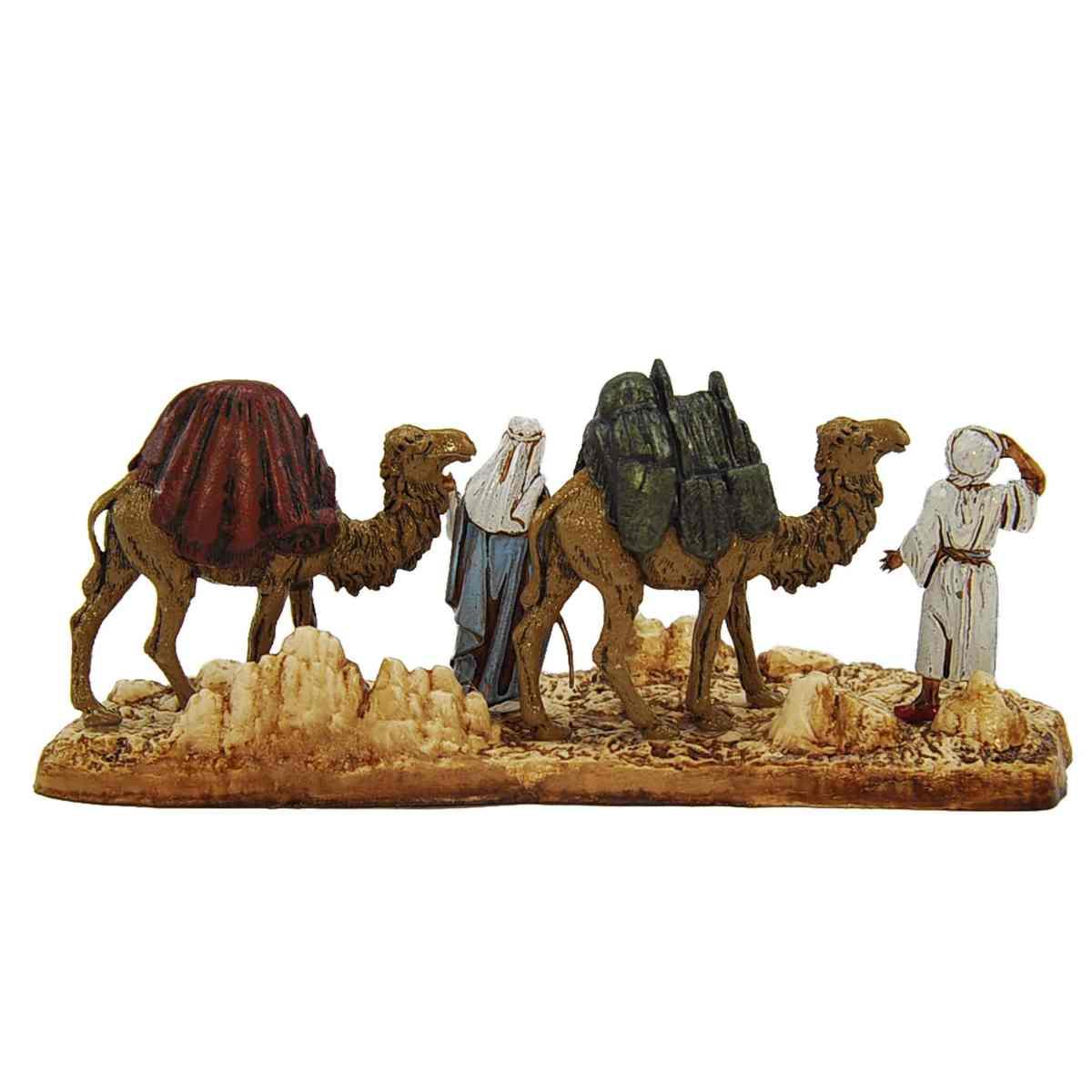 Statua presepe 6 cm cammellieri due cammelli
