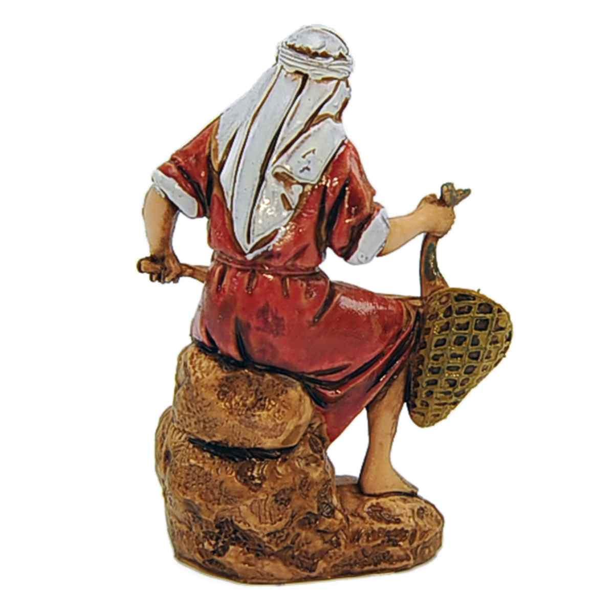 Statua presepe 6.5 cm pescatore guadino pesce