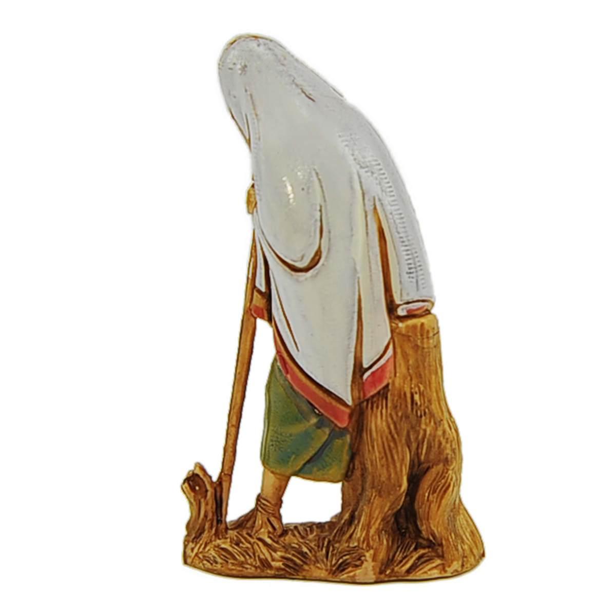 Statua presepe 6.5 cm vecchio appoggiato al bastone