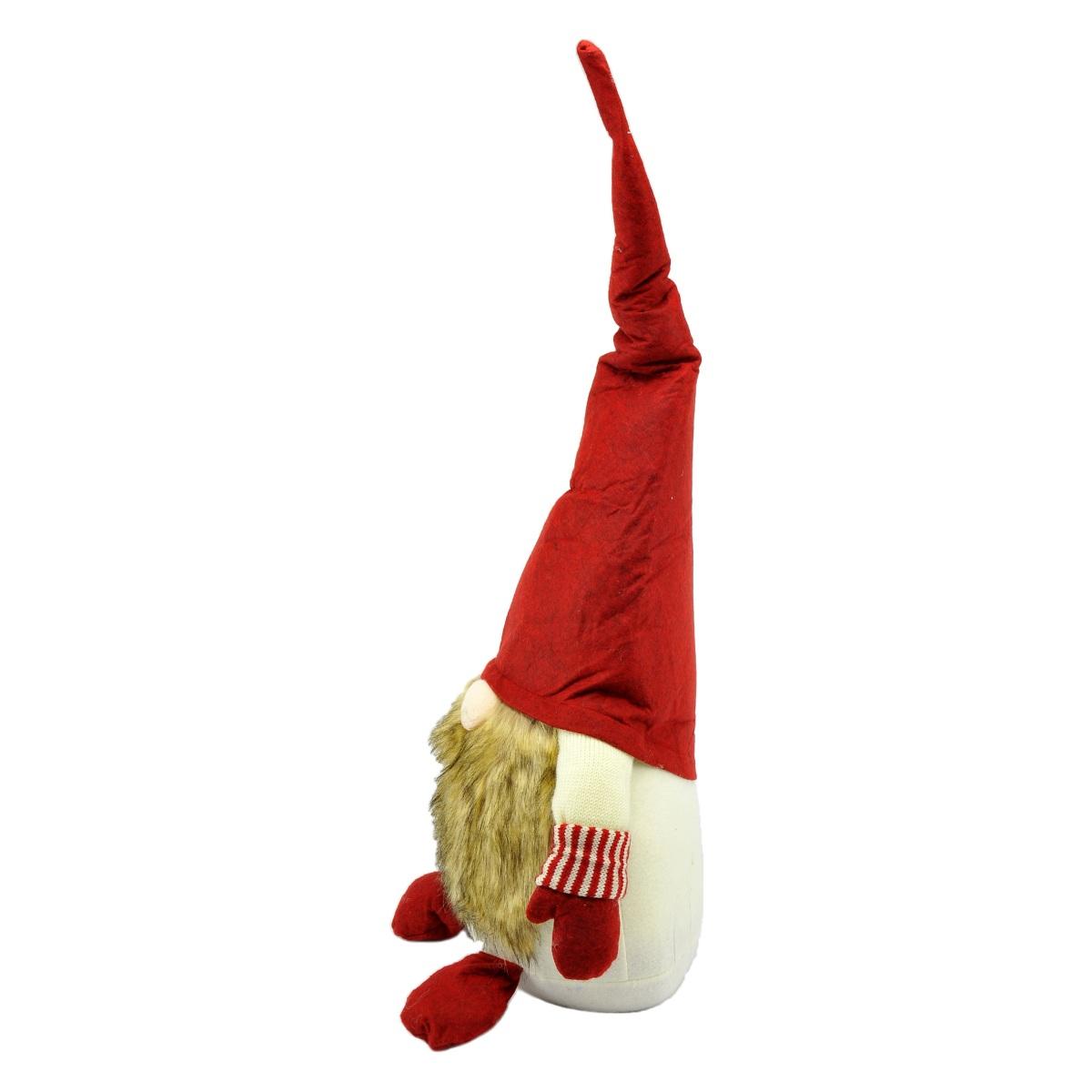 Gnomo natalizio in tessuto cappello barba 85 cm