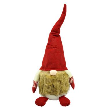 Gnomo natalizio in tessuto cappello barba 85 cm