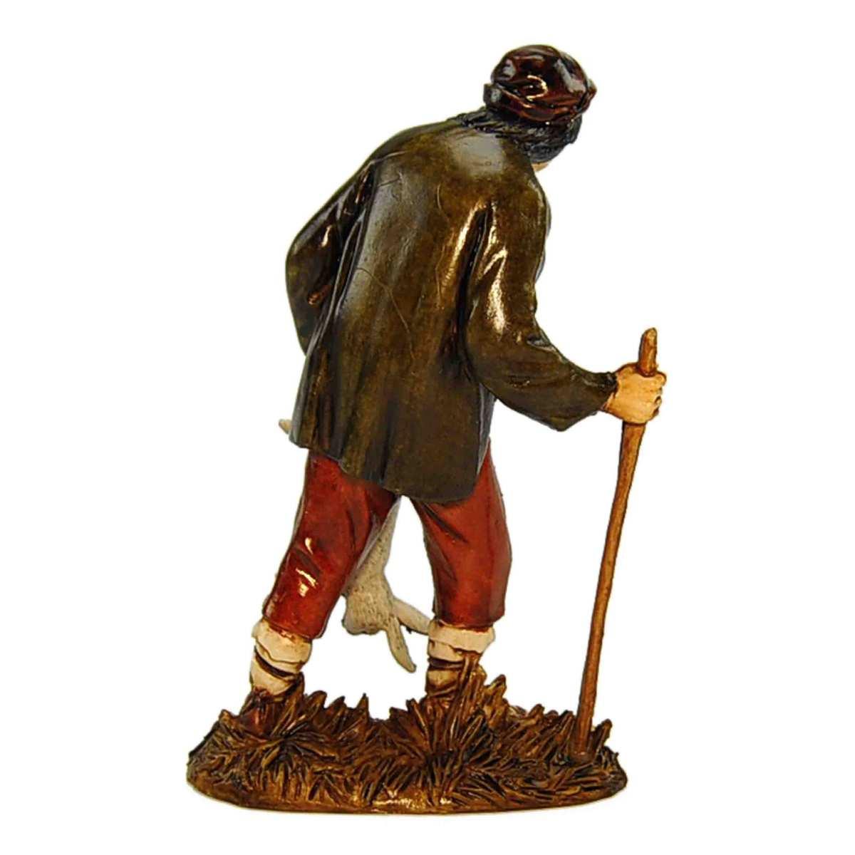Statua presepe 12 cm cacciatore coniglio bastone