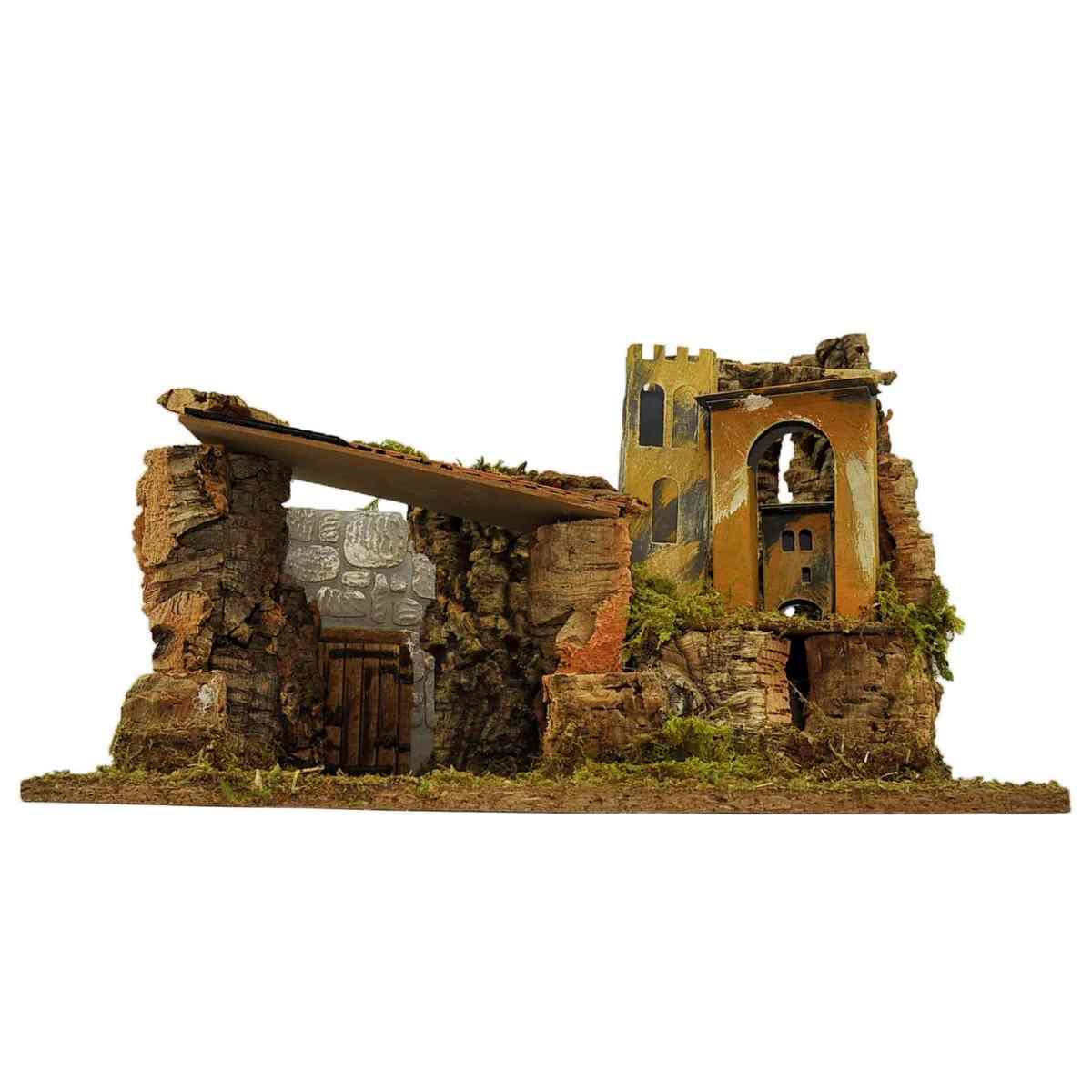 Capanna presepe legno luci case