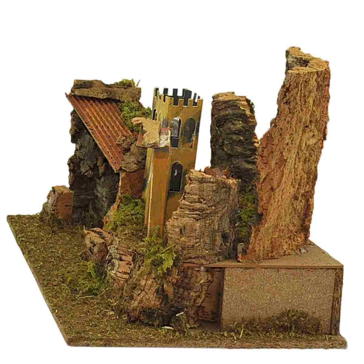 Capanna presepe legno luci case