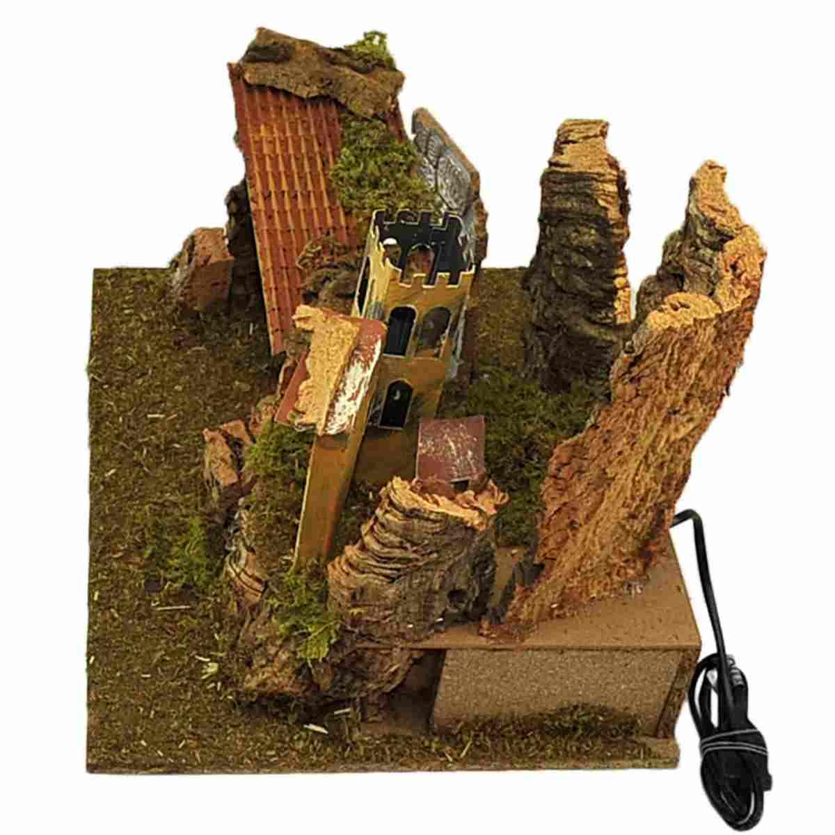 Capanna presepe legno luci case