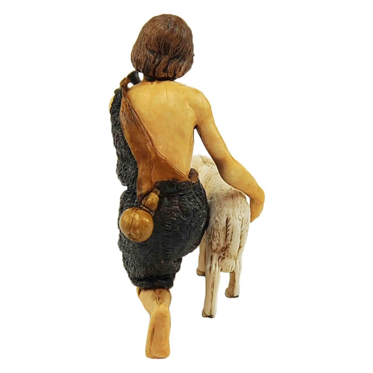 Statua presepe 13 cm pastore inginocchiato pecora