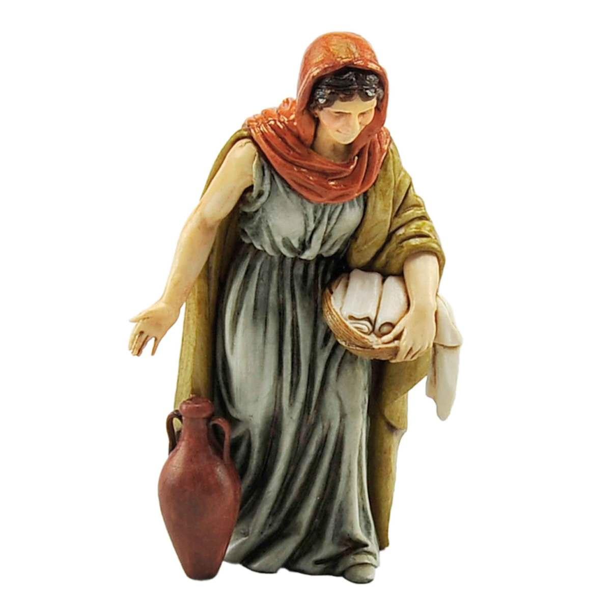 Statua presepe 13 cm donna anfora cesta