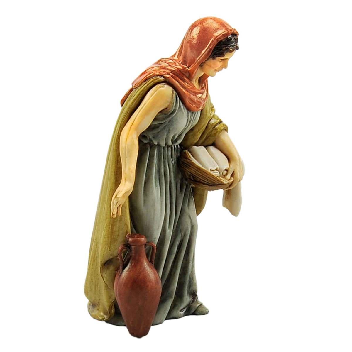Statua presepe 13 cm donna anfora cesta