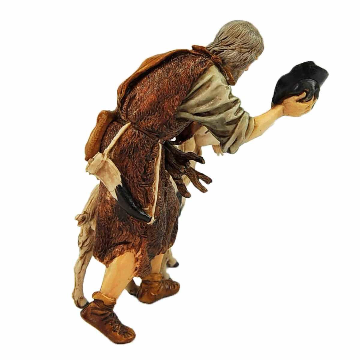 Statua presepe 13 cm vecchio cappello capra