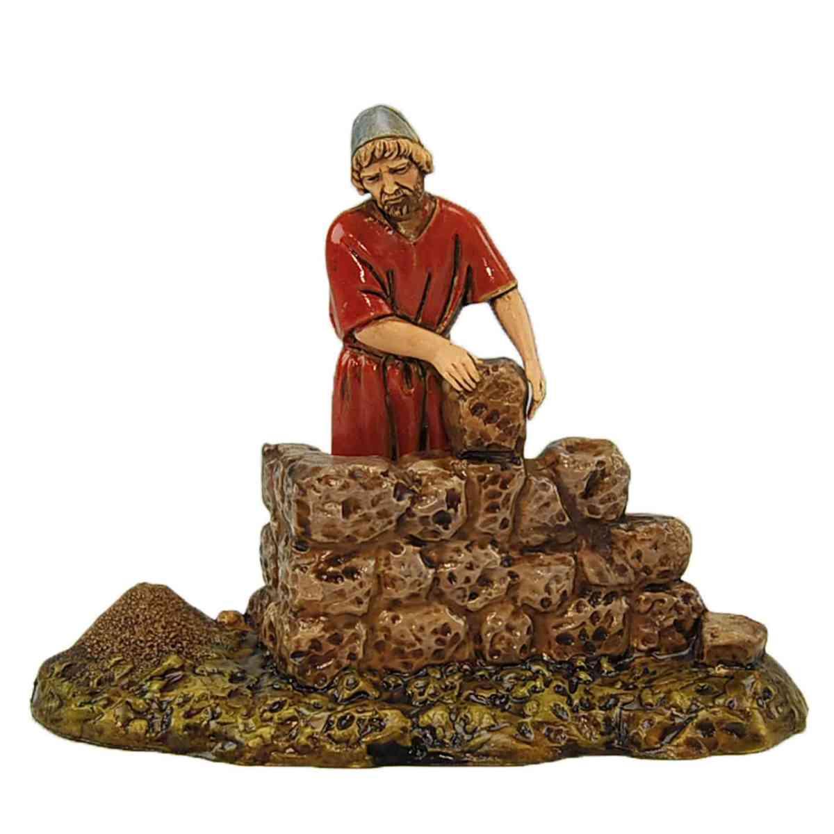 Statua presepe 10 cm muratore muretto