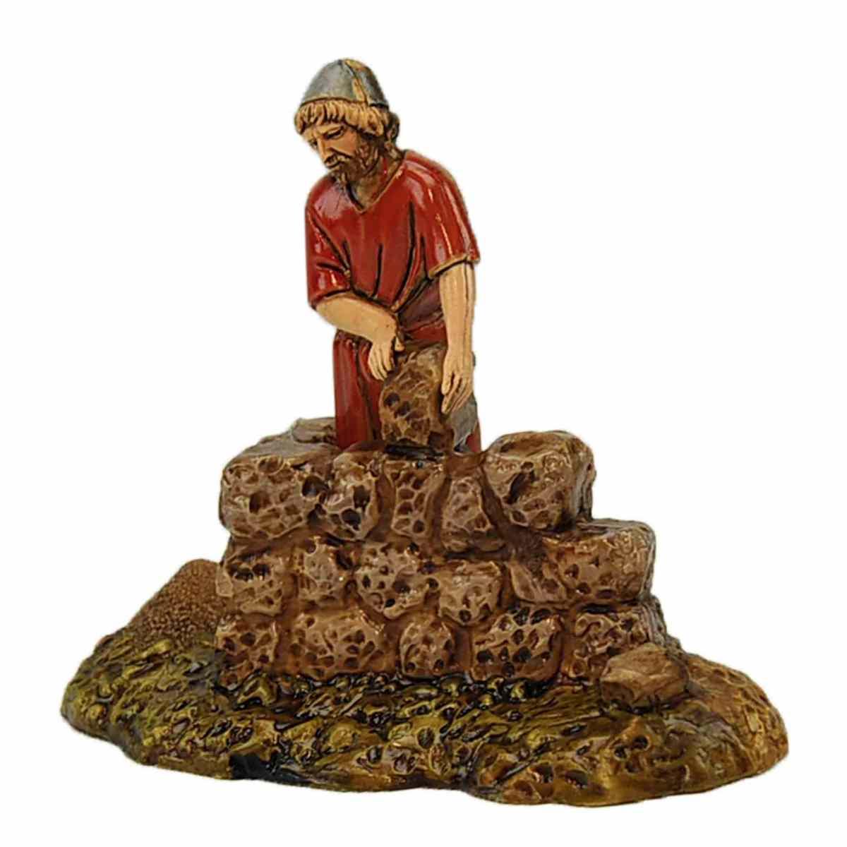 Statua presepe 10 cm muratore muretto