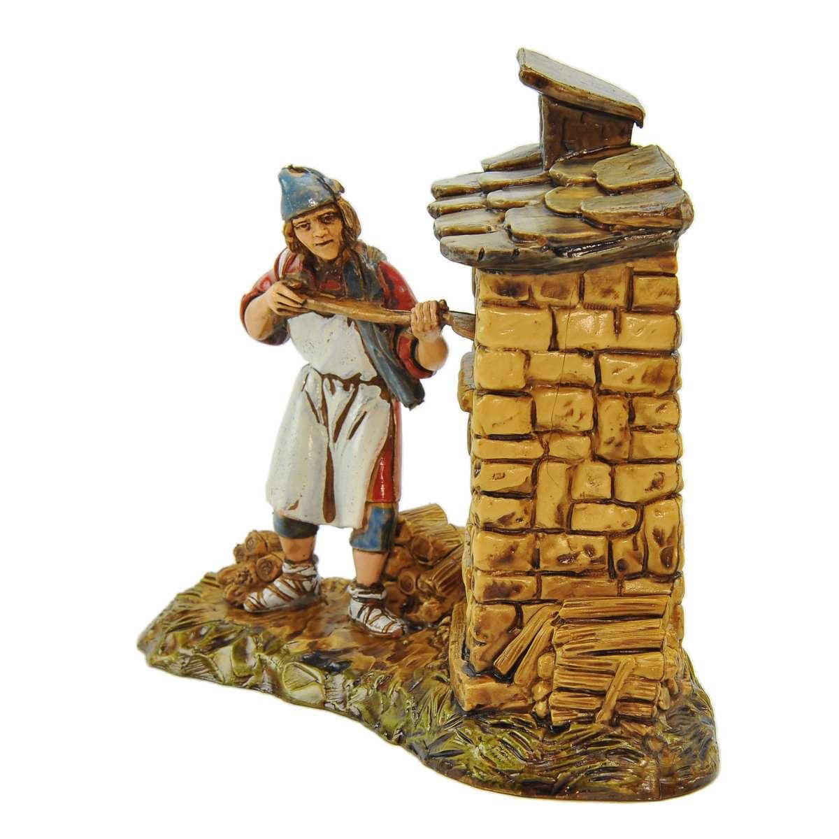 Statua presepe 10 cm fornaio forno pala