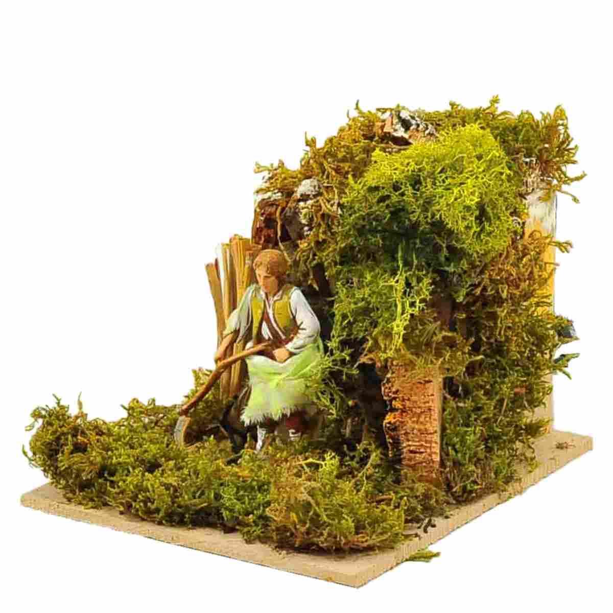Statua presepe 10 cm uomo falce movimento