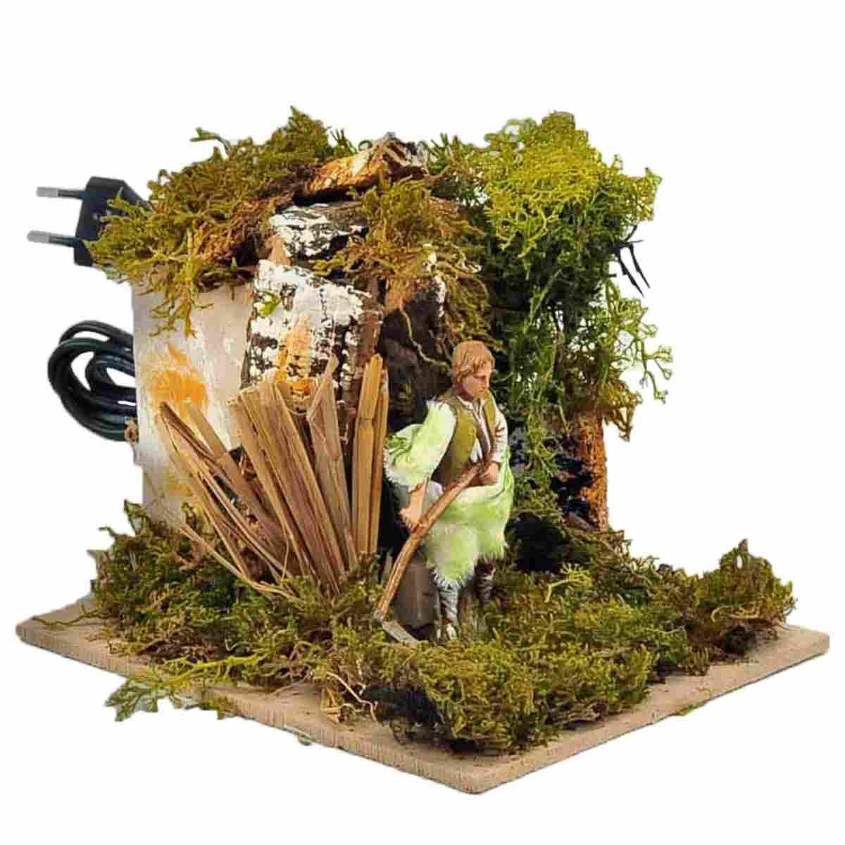 Statua presepe 10 cm uomo falce movimento