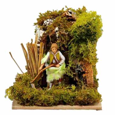 Statua presepe 10 cm uomo falce movimento
