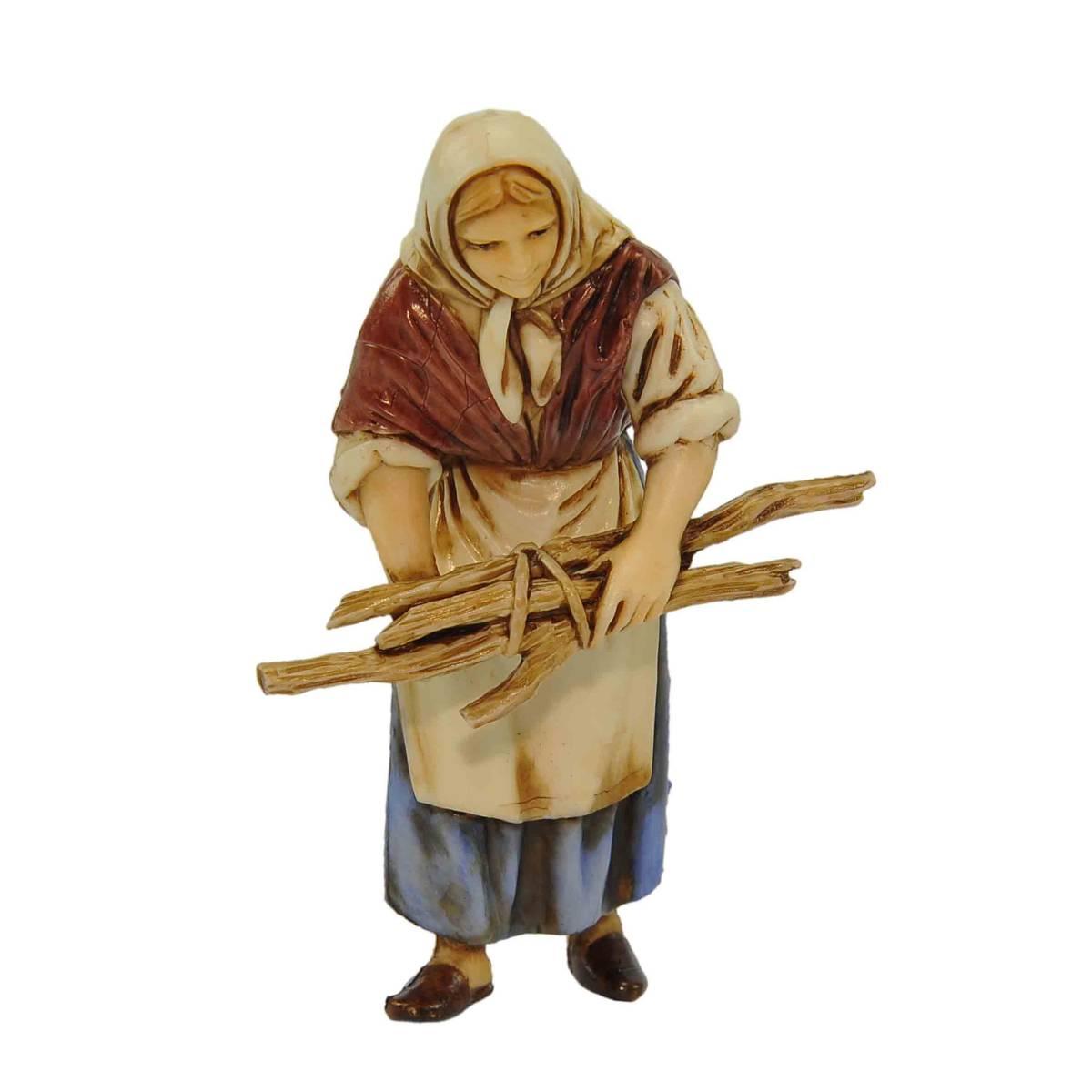 Statua presepe 10 cm donna legna