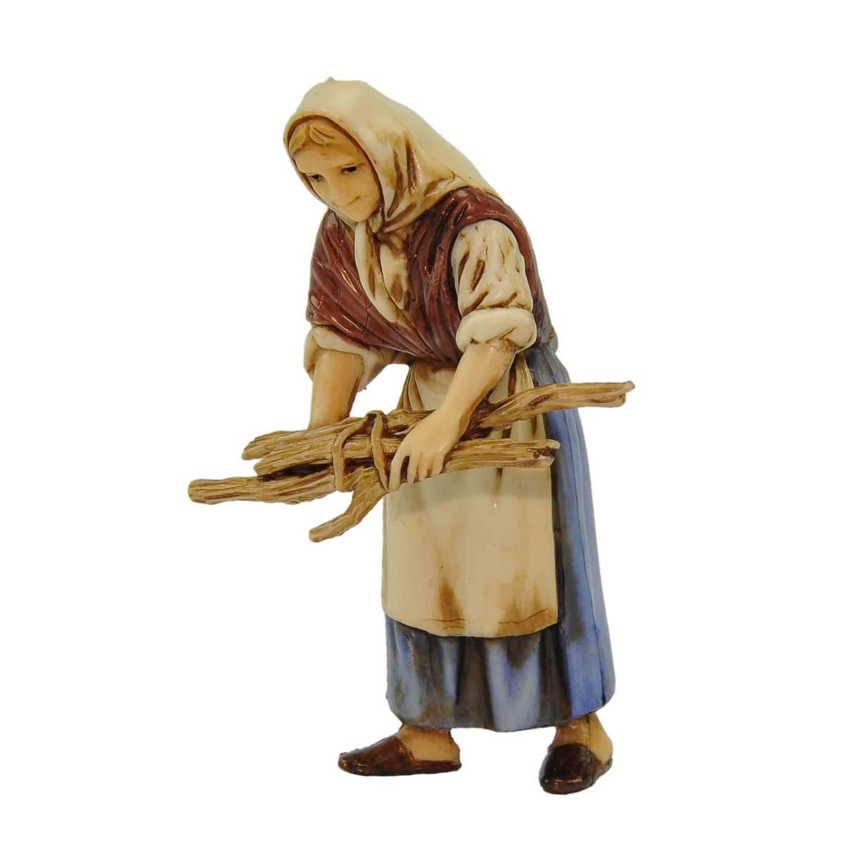 Statua presepe 10 cm donna legna