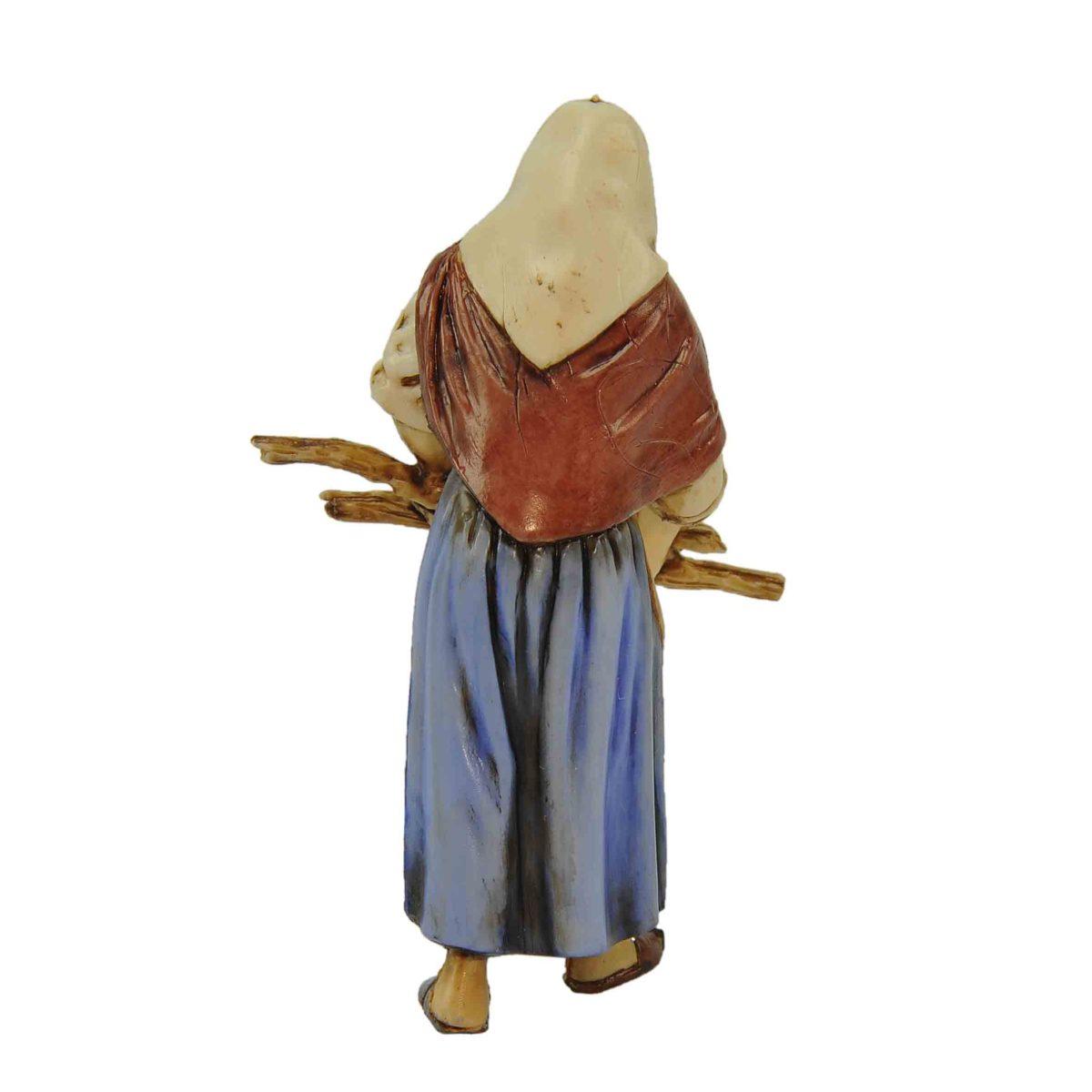 Statua presepe 10 cm donna legna